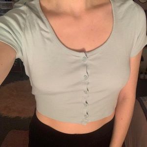 Cutest Cropped Button Baby Blue Coquette Cardigan Top